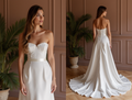 Romantic A-Line Wedding Dress with a Lace and Tulle Skirt for a Soft Look backless New Satin