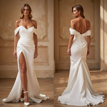 Simple A-Line Bridal Gown for a Chic and Understated Look backless New Satin
