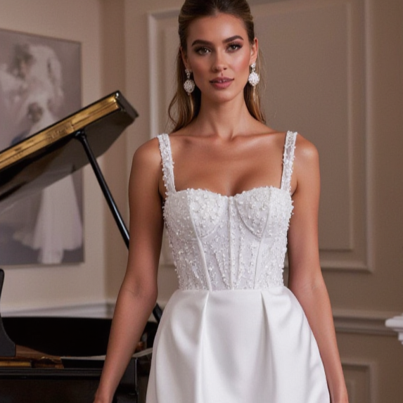 Elegant Short Wedding Dress and Mini Dress with a Fitted Bodice for a Sleek Look backless mesh New Satin Short Wedding Dress silk