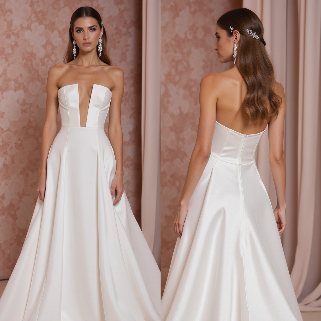 A-Line Wedding Dress with a Vintage-Inspired Silhouette backless New Satin