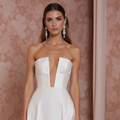 A-Line Wedding Dress with a Vintage-Inspired Silhouette backless New Satin