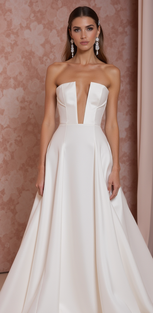A-Line Wedding Dress with a Vintage-Inspired Silhouette backless New Satin