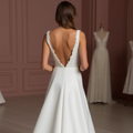 A-Line White Wedding Dress with a Stunning Lace Back for a Vintage Look backless New Satin white