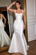 Mermaid Wedding Gown with Intricate Beading for a Touch of Luxury backless mesh New Satin