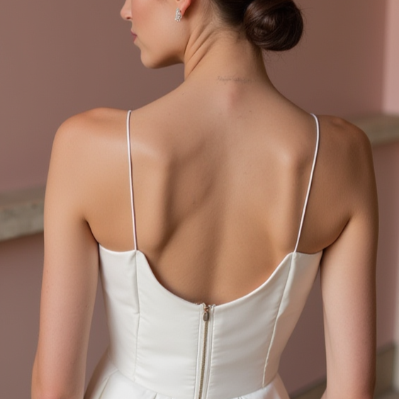 Sophisticated White A-Line Wedding Gown with a High Waist for a Slimming Effect backless New Satin white