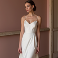 Sophisticated White A-Line Wedding Gown with a High Waist for a Slimming Effect backless New Satin white