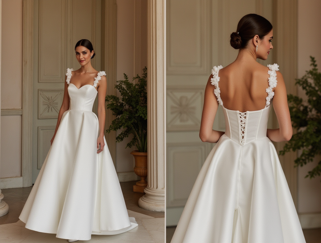 Vintage-Inspired A-Line Wedding Dress with a Keyhole Back for an Elegant Touch backless New Satin