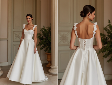 Vintage-Inspired A-Line Wedding Dress with a Keyhole Back for an Elegant Touch backless New Satin