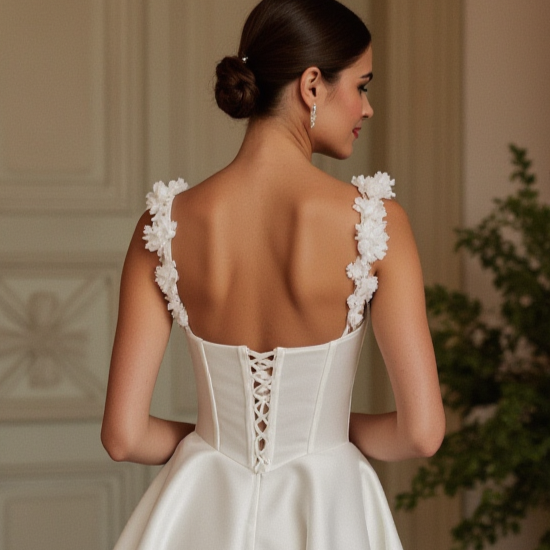 Vintage-Inspired A-Line Wedding Dress with a Keyhole Back for an Elegant Touch backless New Satin