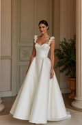 Vintage-Inspired A-Line Wedding Dress with a Keyhole Back for an Elegant Touch backless New Satin