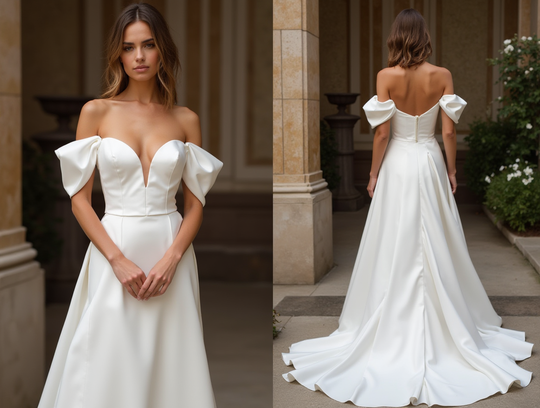 A-Line White Wedding Dress with Silk Details for a Luxurious, Soft Touch backless New Satin white