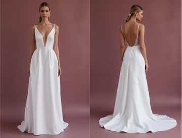 A-Line Bridal Gown with Embroidered Details for a Unique Touch backless New Satin