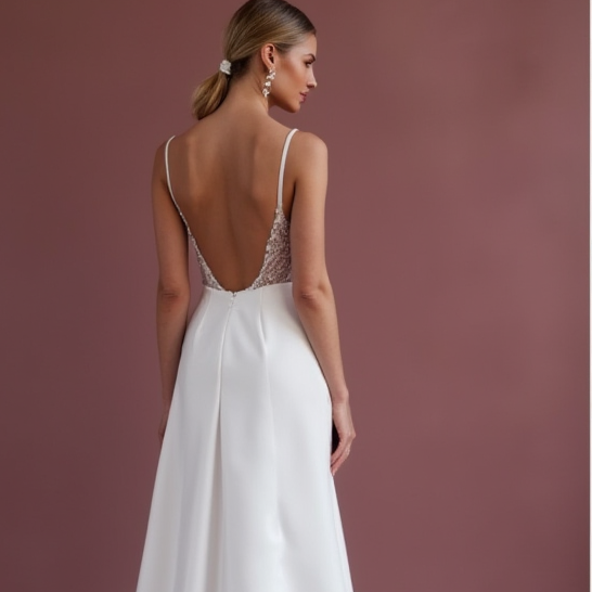 A-Line Bridal Gown with Embroidered Details for a Unique Touch backless New Satin
