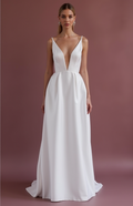 A-Line Bridal Gown with Embroidered Details for a Unique Touch backless New Satin