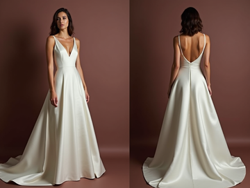 A-Line Wedding Dress with Layers of Organza for a Luxurious Feel backless New Satin