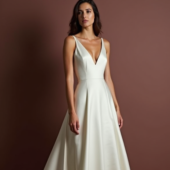 A-Line Wedding Dress with Layers of Organza for a Luxurious Feel backless New Satin
