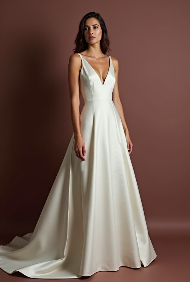 A-Line Wedding Dress with Layers of Organza for a Luxurious Feel backless New Satin