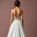 Romantic A-Line Gown with a Flowing Chiffon Skirt backless New Satin