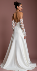 Elegant A-Line Gown with a Sweetheart Neckline for a Timeless Look backless mesh New Satin