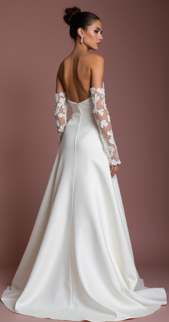 Elegant A-Line Gown with a Sweetheart Neckline for a Timeless Look backless mesh New Satin
