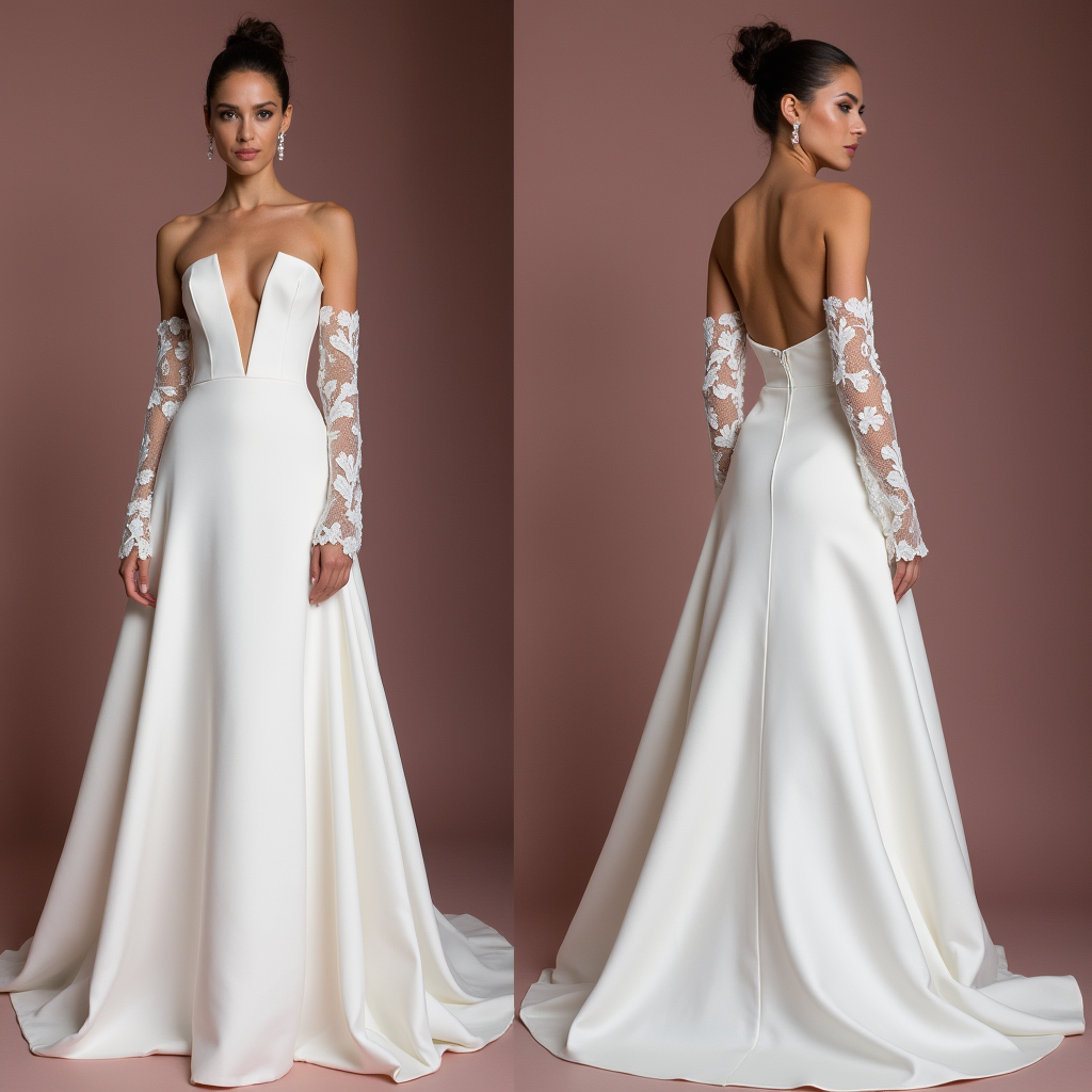 Elegant A-Line Gown with a Sweetheart Neckline for a Timeless Look backless mesh New Satin