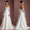Elegant A-Line Gown with a Sweetheart Neckline for a Timeless Look backless mesh New Satin