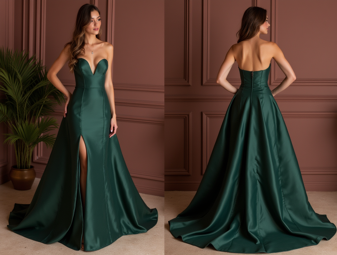 Glamorous Evening Dress and Prom Gown with Lace Appliqué for a Romantic Feel backless New Satin