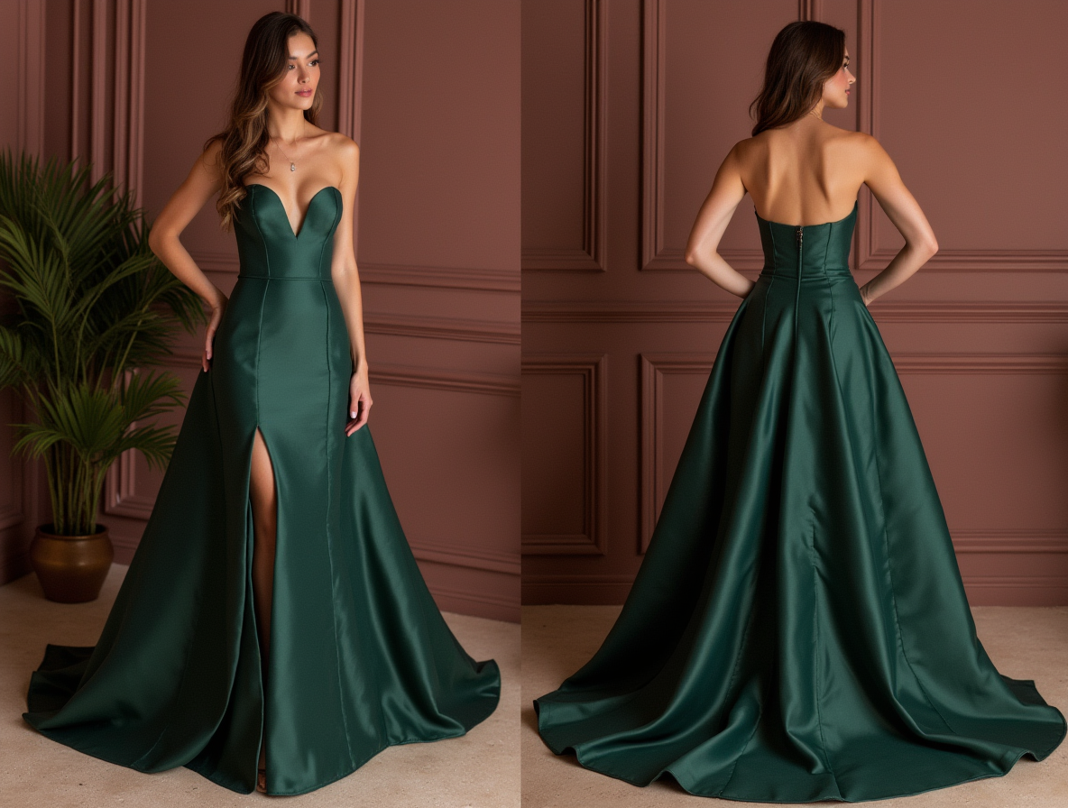 Glamorous Evening Dress and Prom Gown with Lace Appliqué for a Romantic Feel backless New Satin