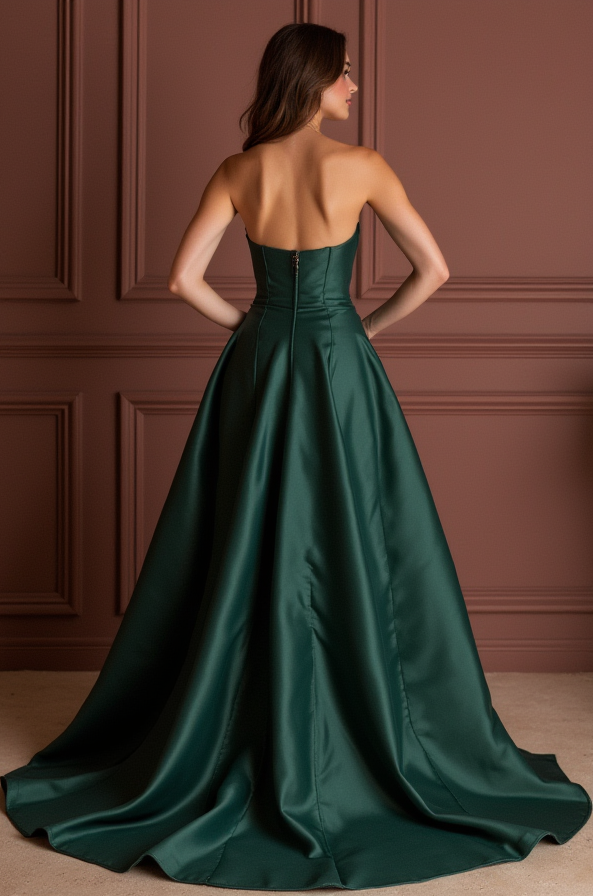Glamorous Evening Dress and Prom Gown with Lace Appliqué for a Romantic Feel backless New Satin