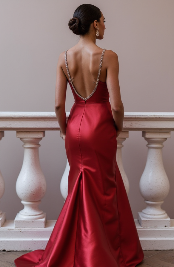 Sophisticated Prom Dress and Evening Gown with a High Neck for a Modest Look backless New Satin