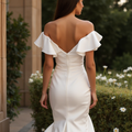Sexy White Mermaid Wedding Dress with a Deep Cut-Out Back for a Modern Feel backless New Satin white