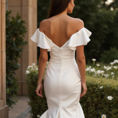 Sexy White Mermaid Wedding Dress with a Deep Cut-Out Back for a Modern Feel backless New Satin white