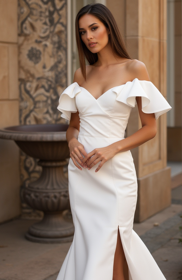 Sexy White Mermaid Wedding Dress with a Deep Cut-Out Back for a Modern Feel backless New Satin white