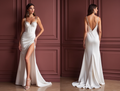 A-Line Wedding Dress with Crystal Beading for a Touch of Glamour backless mesh New Satin split