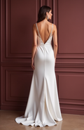 A-Line Wedding Dress with Crystal Beading for a Touch of Glamour backless mesh New Satin split