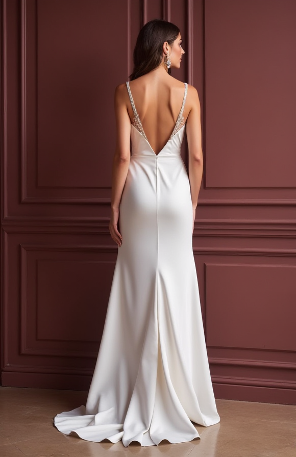 A-Line Wedding Dress with Crystal Beading for a Touch of Glamour backless mesh New Satin split