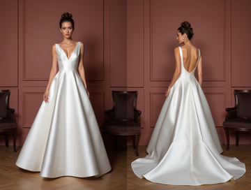 Classic A-Line Wedding Dress with a Satin Train for a Polished Look backless New Satin