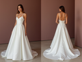 Elegant White A-Line Wedding Dress with a Square Neckline for a Clean Look backless New Satin white