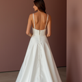 Elegant White A-Line Wedding Dress with a Square Neckline for a Clean Look backless New Satin white