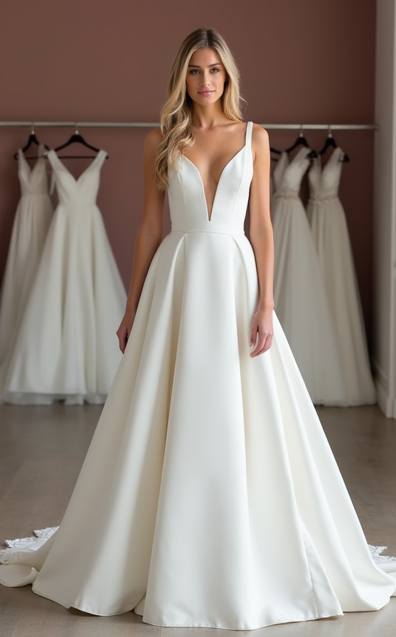White Princess Wedding Dress for Winter Brides Wanting a Grand Gown backless New Satin white