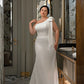 Robe De mariée sirène en Satin, asymétrique épaule dénudée, sans manches, grande taille, robes De mariée simples et exquises 