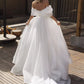 Simple Organza A-Line Wedding Dresses Off Shoulder Pleat Brides Dress High Side Slit Bridals Gowns for Women vestidos