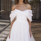 Simple Organza A-Line Wedding Dresses Off Shoulder Pleat Brides Dress High Side Slit Bridals Gowns for Women vestidos