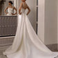 Einfache Brautkleider Satin Brautkleider sexy quadratische Kragen Rückenfreie Räste für formelle Party Elegant Vestidos de Novia