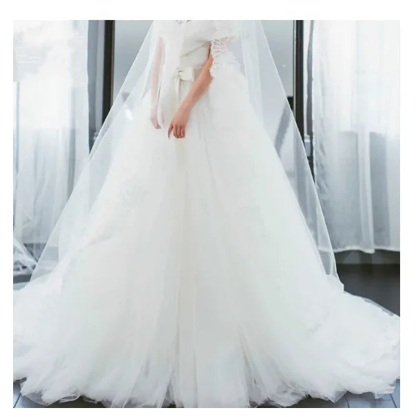 Detachable Tulle Overskirt Skirt Elastic Waist Bridal Overlay Wedding Skirt Long Tulle Over Maxi Party Skirt Train 14w