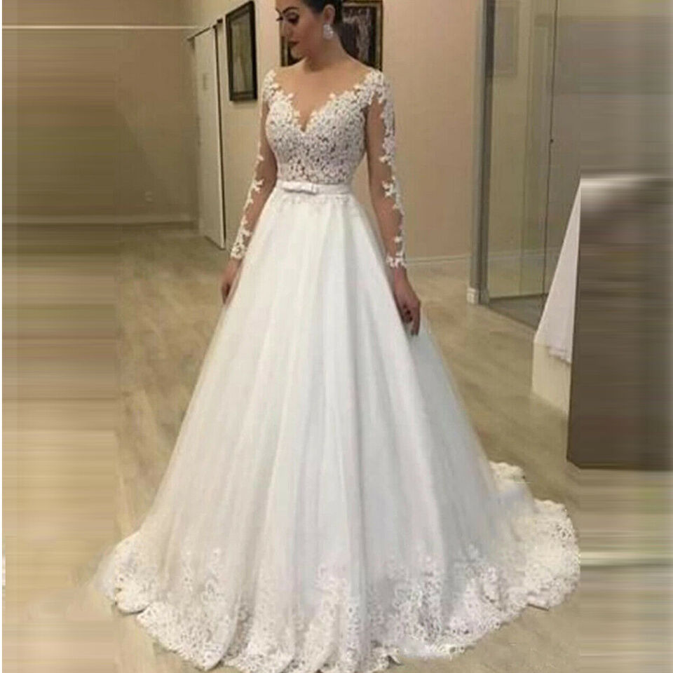 Gaun Pengantin Mermaid Lace 2 dalam 1 Gaun Perkahwinan Lengan Panjang Keretapi Dilancarkan Puffy Tulle Appliques Vestido de Novia