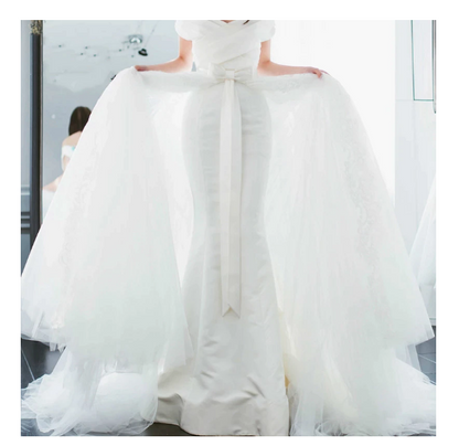 Jupe longue en Tulle détachable, taille élastique, superposition de mariée, jupe de mariage, sur jupe Maxi de fête, Train