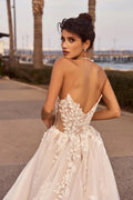 Fashionable Bridal Dress For Women Strapless Slit Backless Appliques Sleeveless Vestido De Casamento Customized Satin