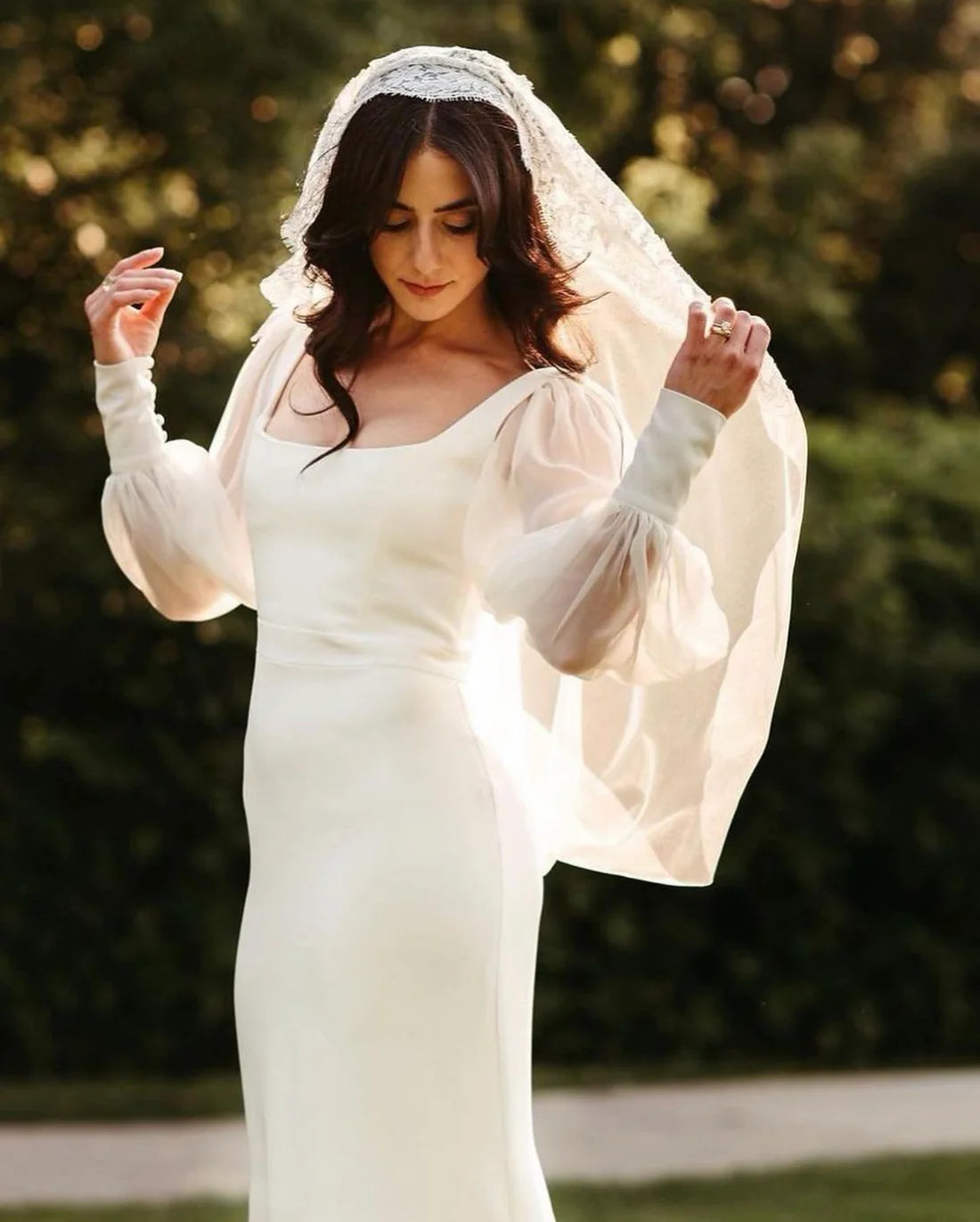 Wedding Dresses For Woman Long Sleeves Square Neck Bride Gowns Long Bridal Gowns Customize To Measures Robe De Mariee