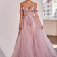 Off Shoulder A-line Tulle Fabric Prom Dress 3D Lace Embroidery Vestidos De Novia Elegant Heart Shaped Neck robes de soirée